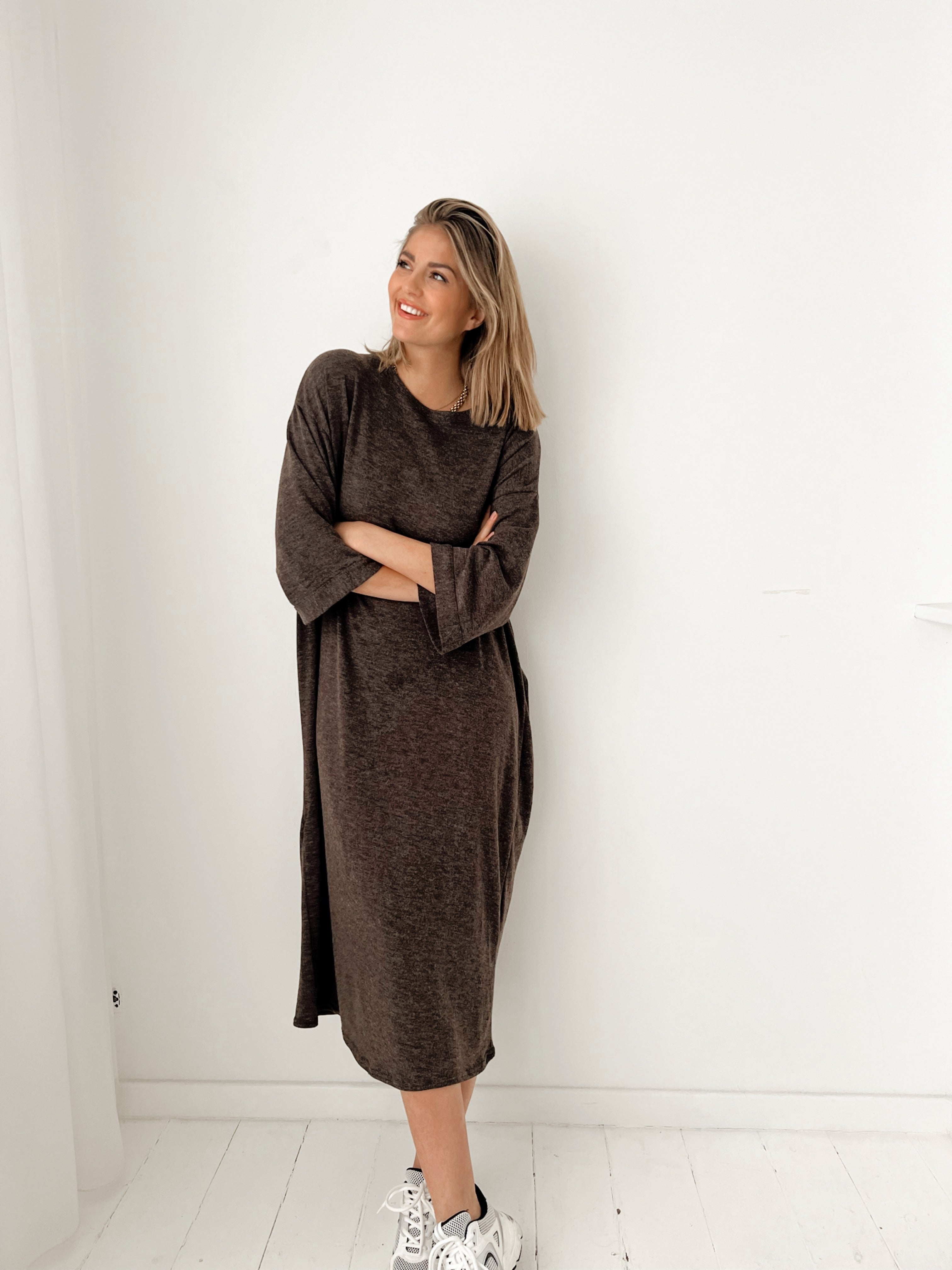 Mila long knit dress Brown