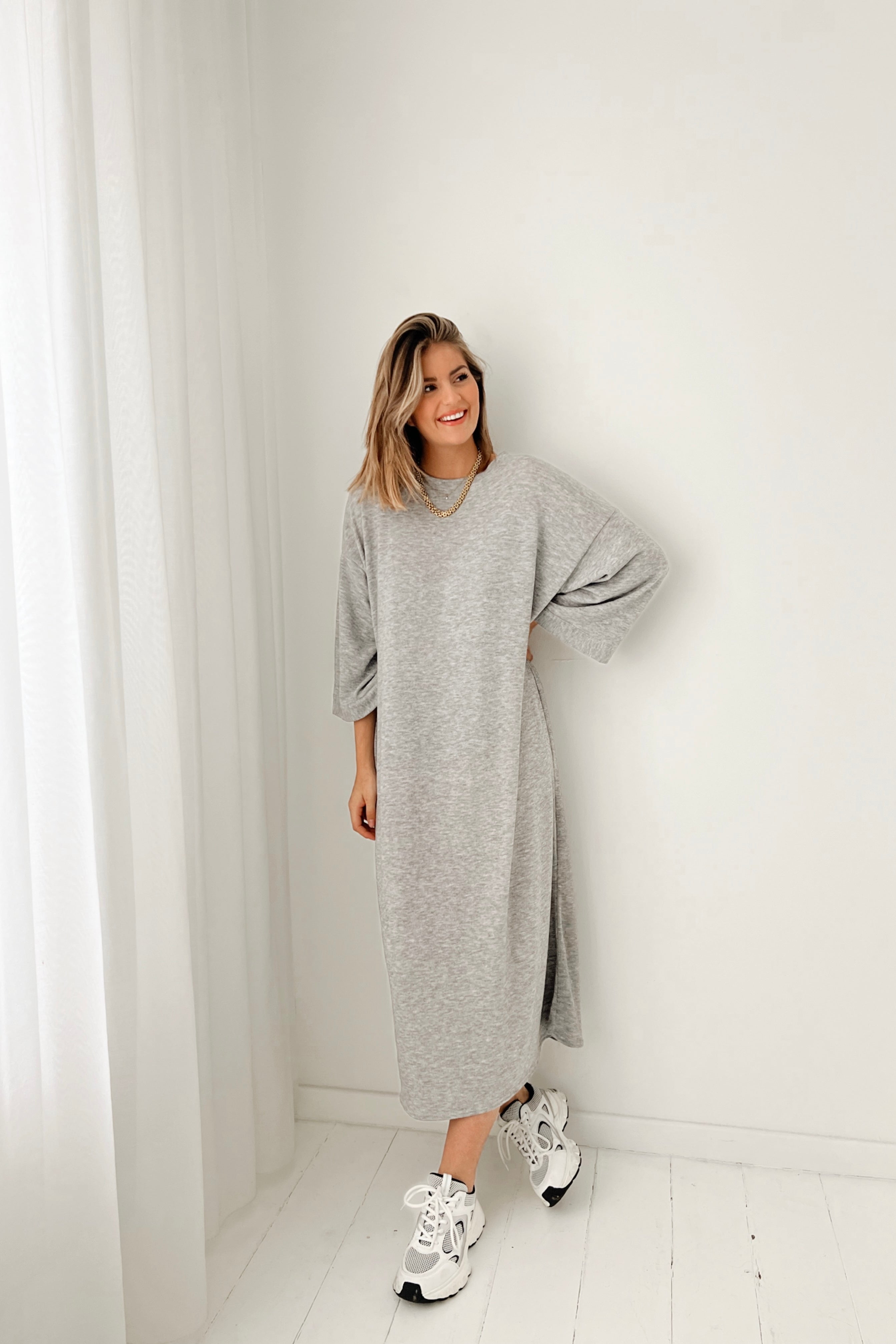 Mila long knit dress grey